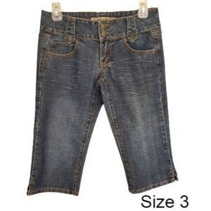 Vintage Y2K Hint Jeans Junior Capri Sz 3 Low Rise Denim Button Accents Pockets